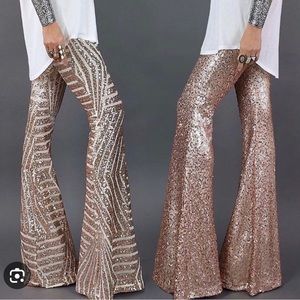 Sparkling sequins cream bell bottoms size medium